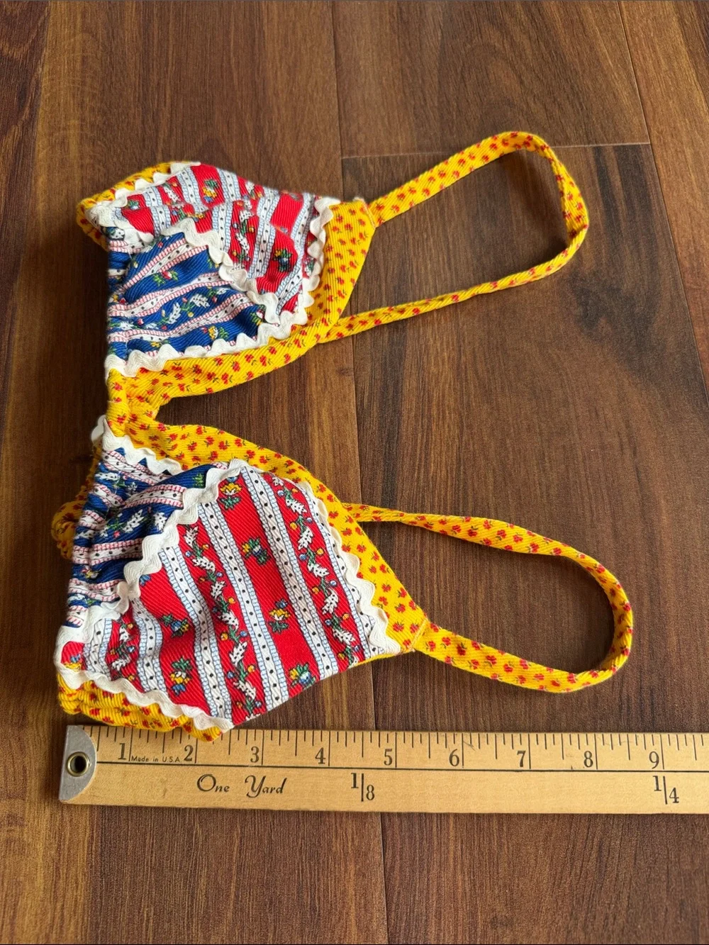 VTG Lanz of Salzburg Patchwork Ribbed Bikini Top